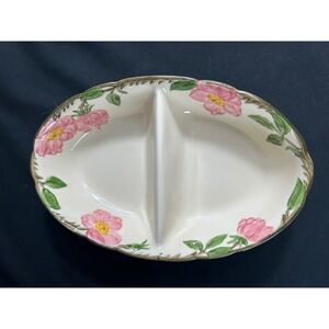 Franciscan Desert Rose Divided Vegetable Serving Dish Oval Pink Floral Vtg 50's